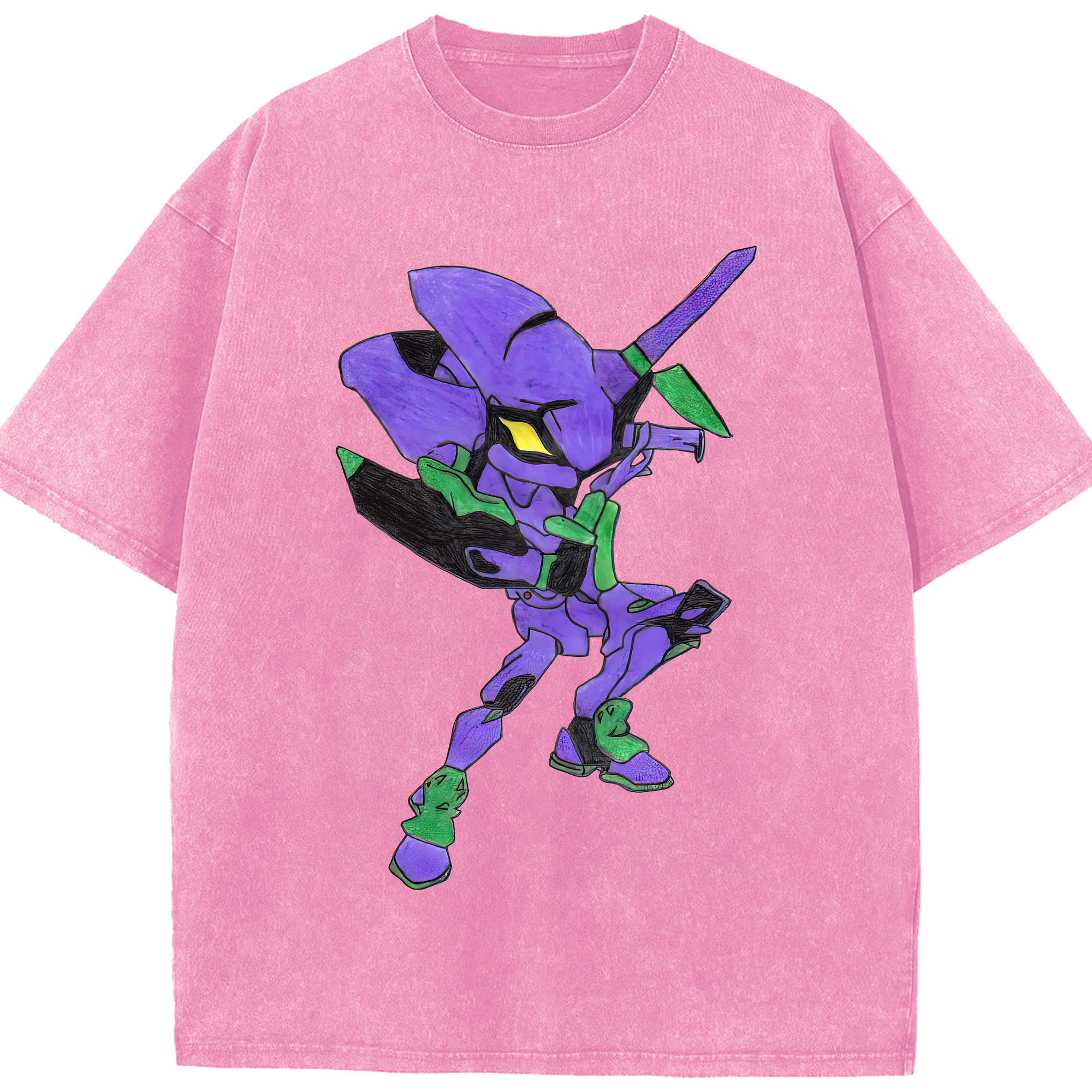 （画像用） EVA 新世紀エヴァンゲリオン 綿100% ヴィンテージ風 半袖Tシャツ（フロントプリント）